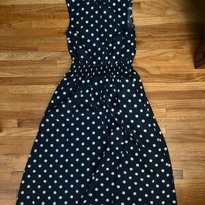 Navy Polka Dot Sleeveless Dress